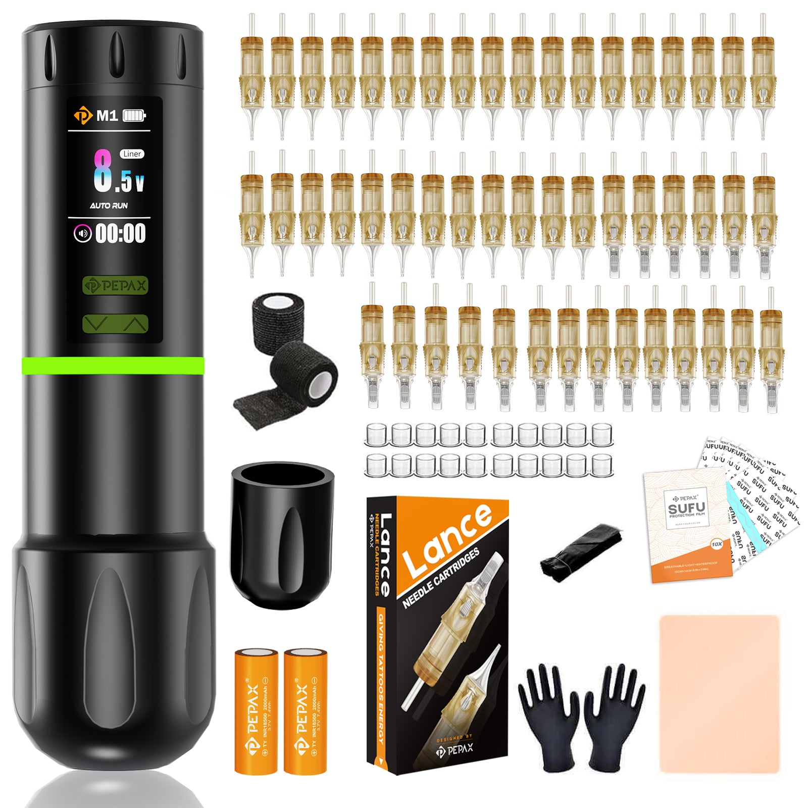 PEPAX Leve H3 Wireless Tattoo Pen Machine Professional Bundle (5.0 Green)