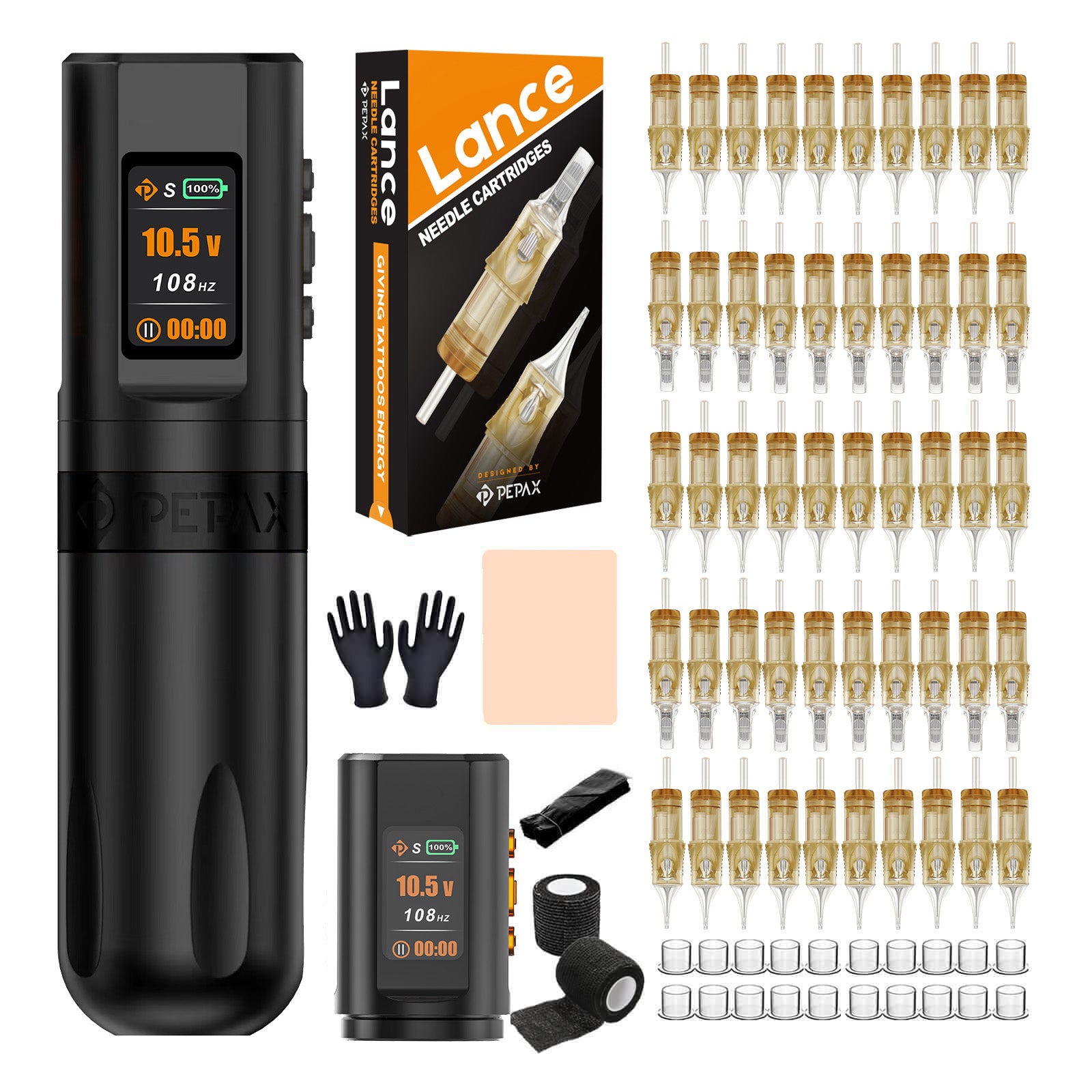 PEPAX Leve H2 Wireless Tattoo Pen Machine Professional Bundle 3.5 Stroke Black