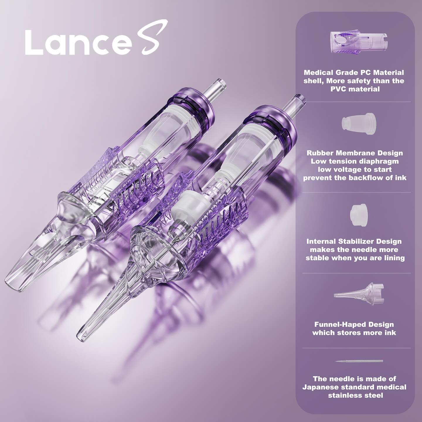 PEPAX Lance S PMU Cartridge Needles Round Liner (20pcs per box)