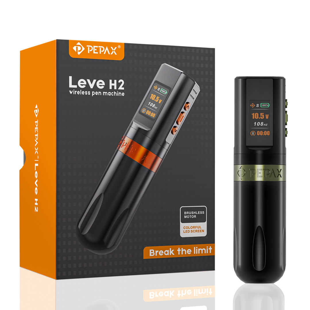 PEPAX Leve H2 Wireless Tattoo Pen Machine Professional Bundle (5.0 Green)