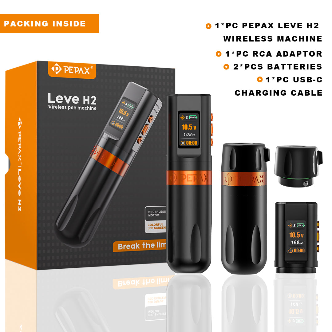 PEPAX Leve H2 Wireless Tattoo Pen Machine Professional Bundle (5.0 Green)