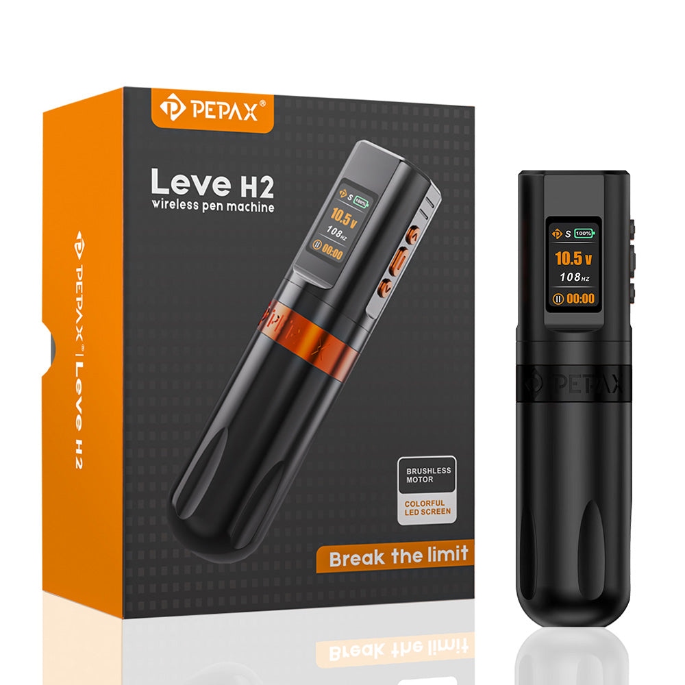 PEPAX Leve H2 Wireless Tattoo Pen Machine Professional Bundle (3.5 Black)